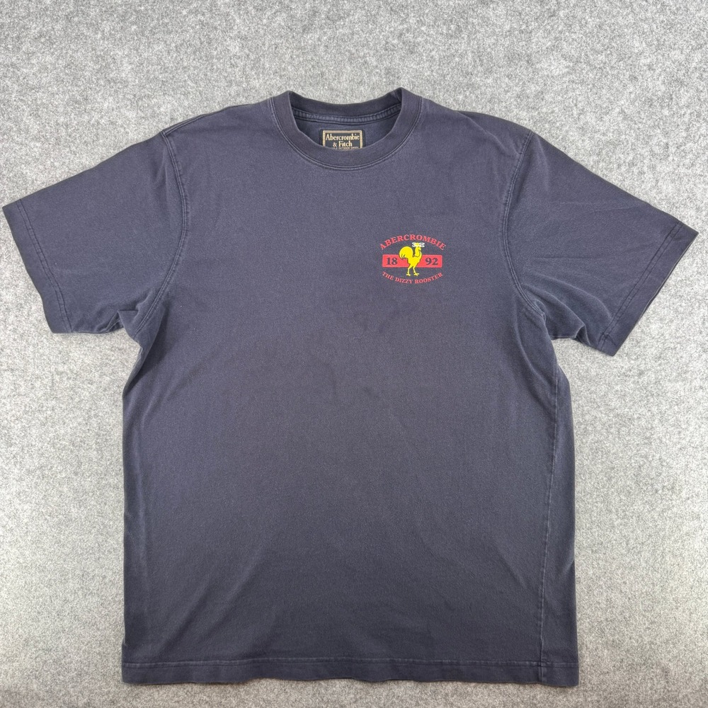 VTG Y2K Abercrombie & Fitch T-Shirt Mens L The Dizzy Rooster Navy Graphic EUC